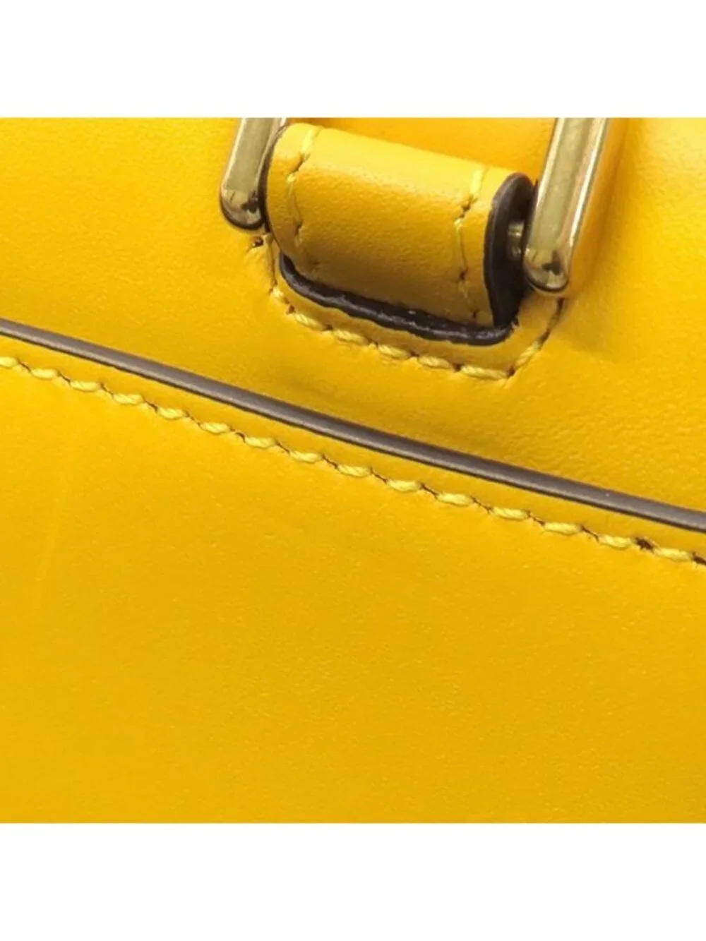 Fendi Flat Baguette Mini Leather Yellow Gold Shoulder Clutch